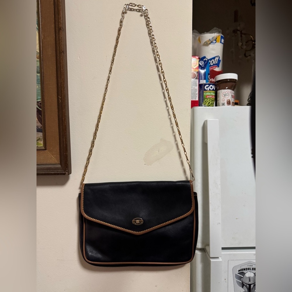 Vintage Celine Envelope clutch with logo chain. - Picture 15 of 16